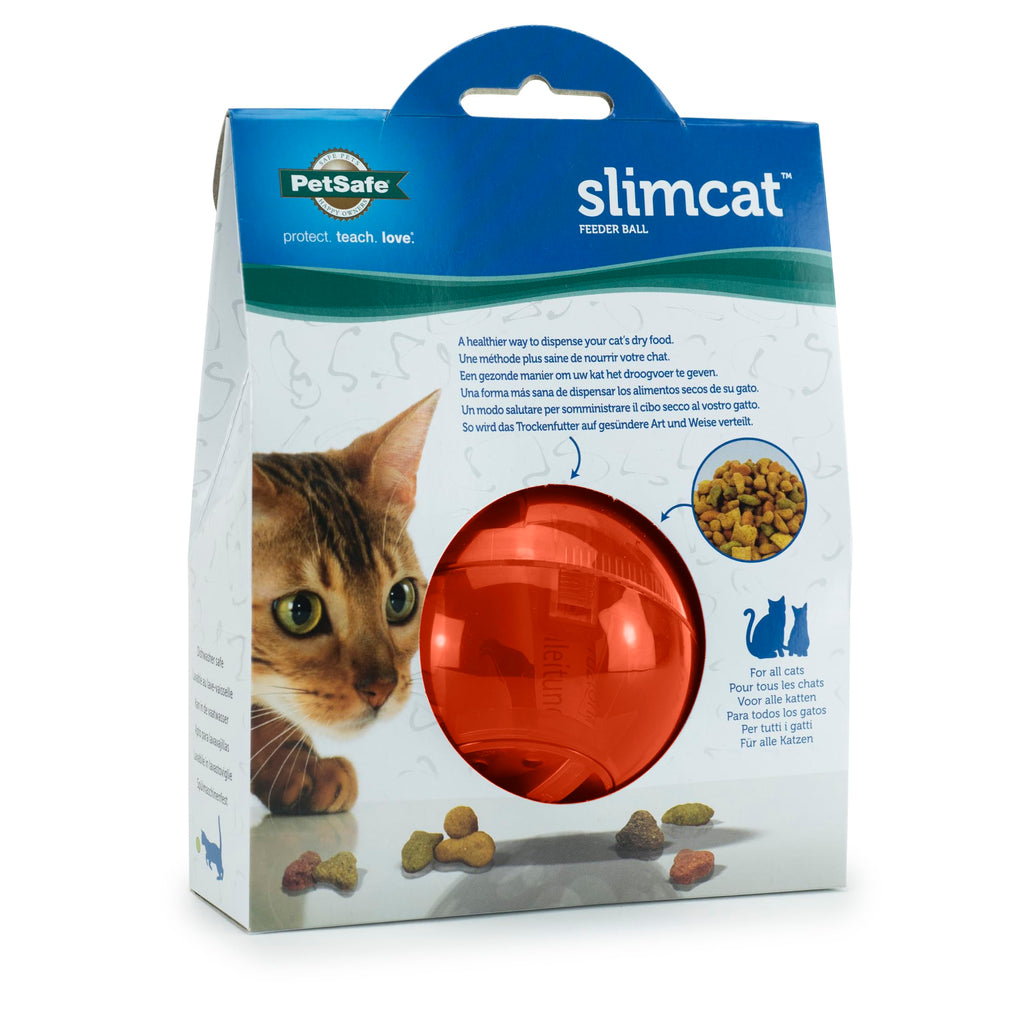 PetSafe SlimCat Interactive Feeder - Combines Play with Mealtime - Adjustable Portions - BPA-Free Plastic - Slow Feeder for Digestion - Lightweight, Dishwasher-Safe Toy - Blue
