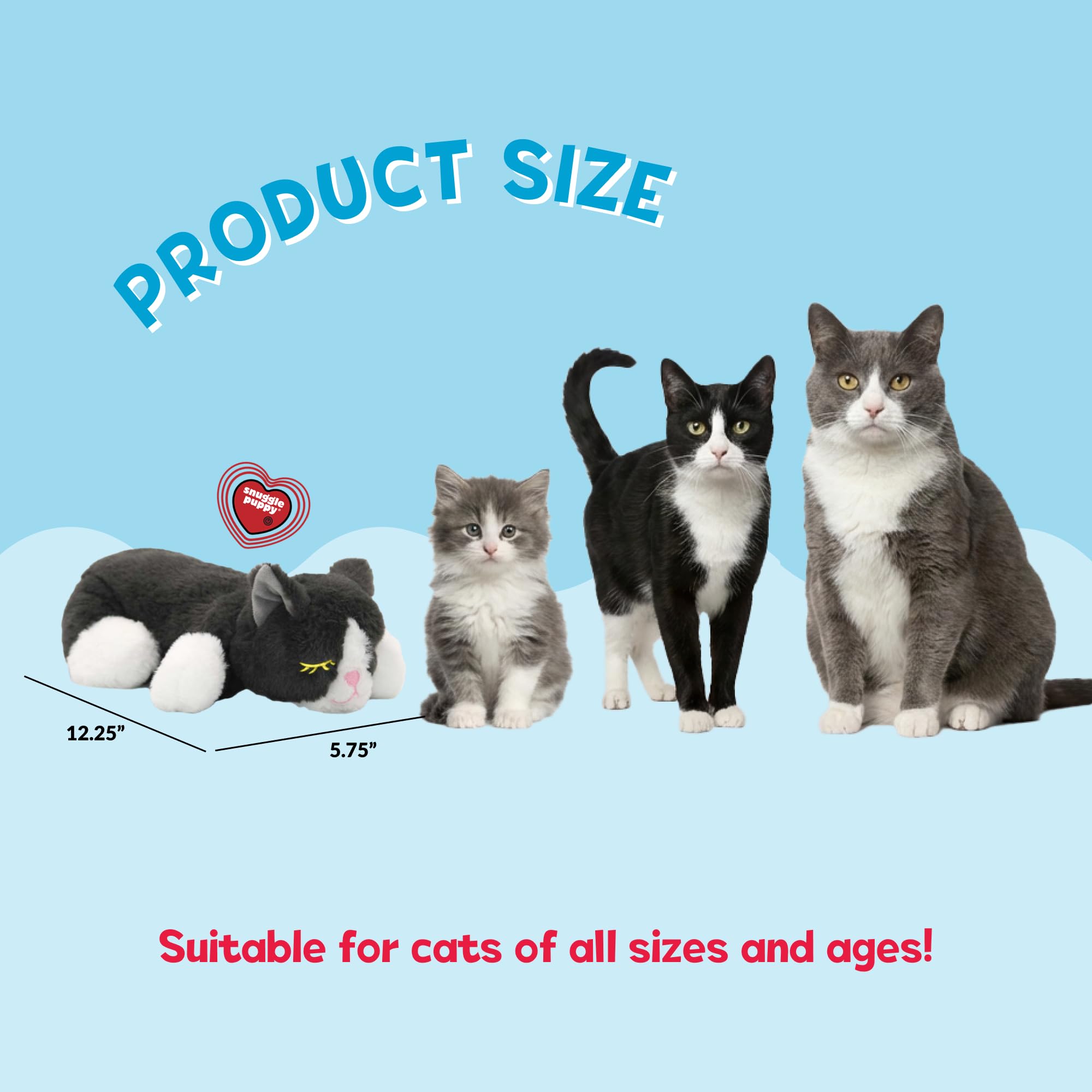 Snuggle Kitty Heartbeat Cat Toy for Kittens and Cats with Real-Feel Pulse and Heat Pack, Calming Sleep Aid for Cat Anxiety, New Kitten Essentials - Tan Tiger