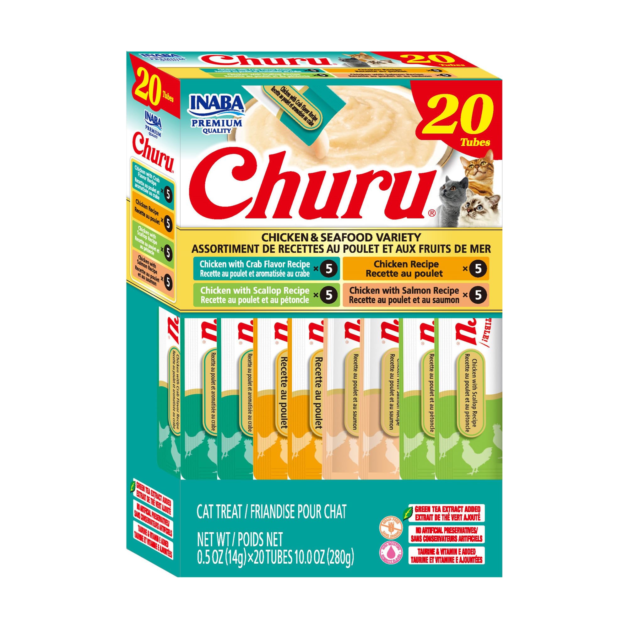 INABA Churu Cat Treats, Lickable, Squeezable Creamy Purée Cat Treat