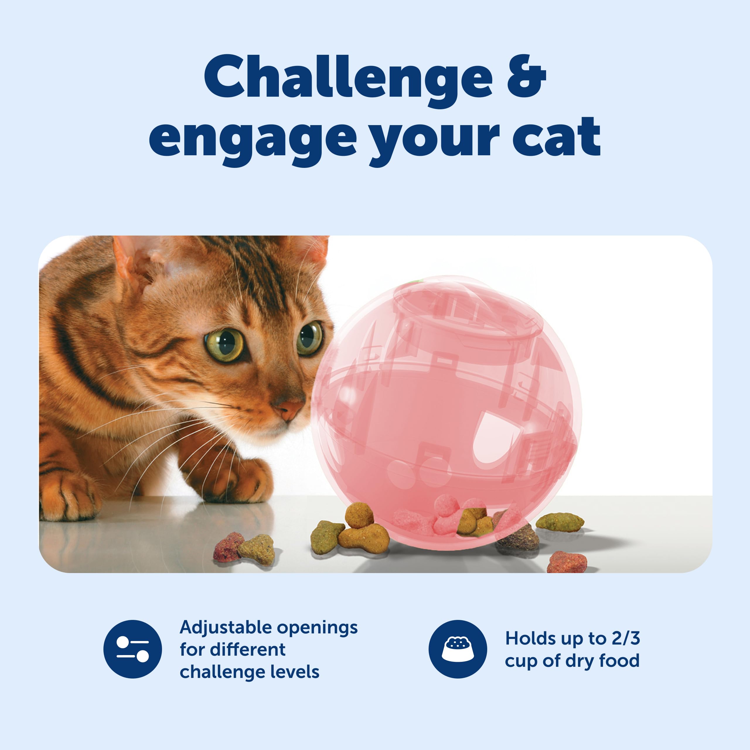 PetSafe SlimCat Interactive Feeder - Combines Play with Mealtime - Adjustable Portions - BPA-Free Plastic - Slow Feeder for Digestion - Lightweight, Dishwasher-Safe Toy - Blue