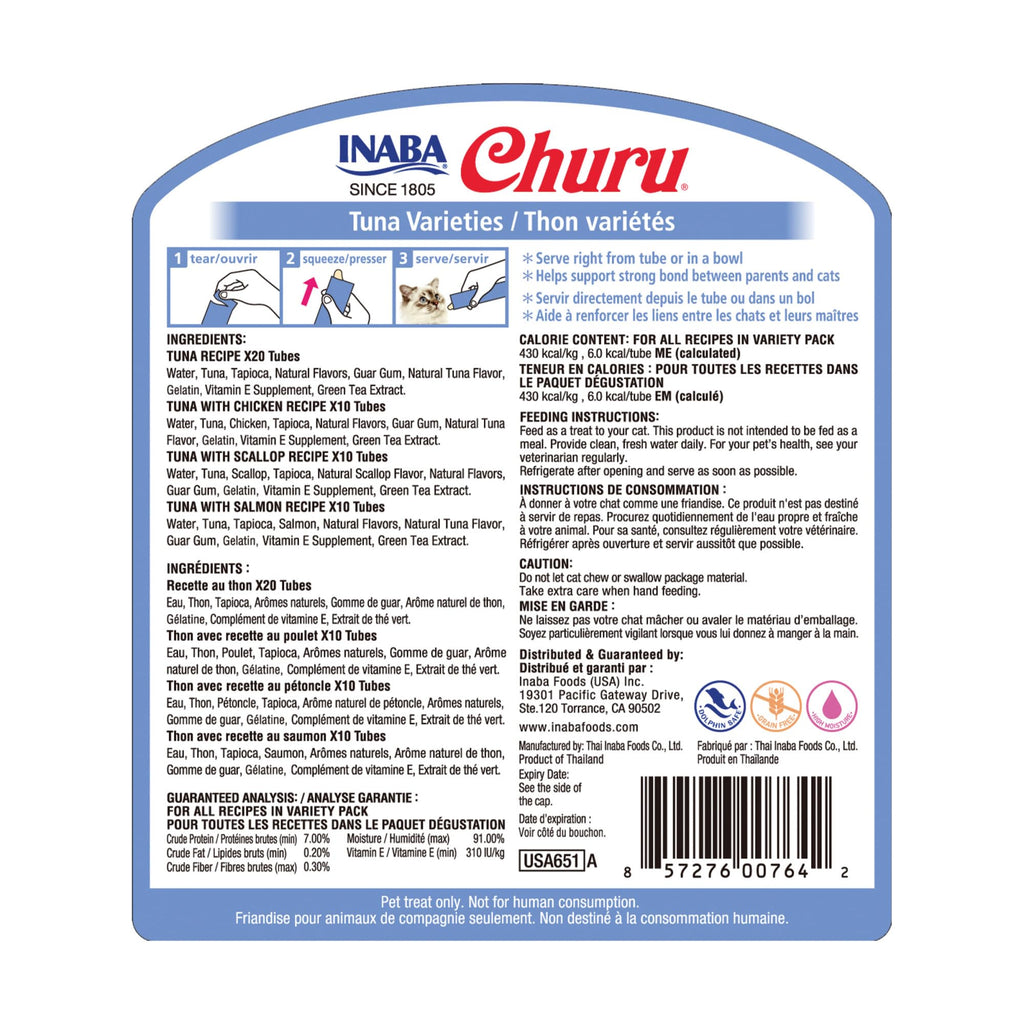 INABA Churu Cat Treats, Lickable, Squeezable Creamy Purée Cat Treat