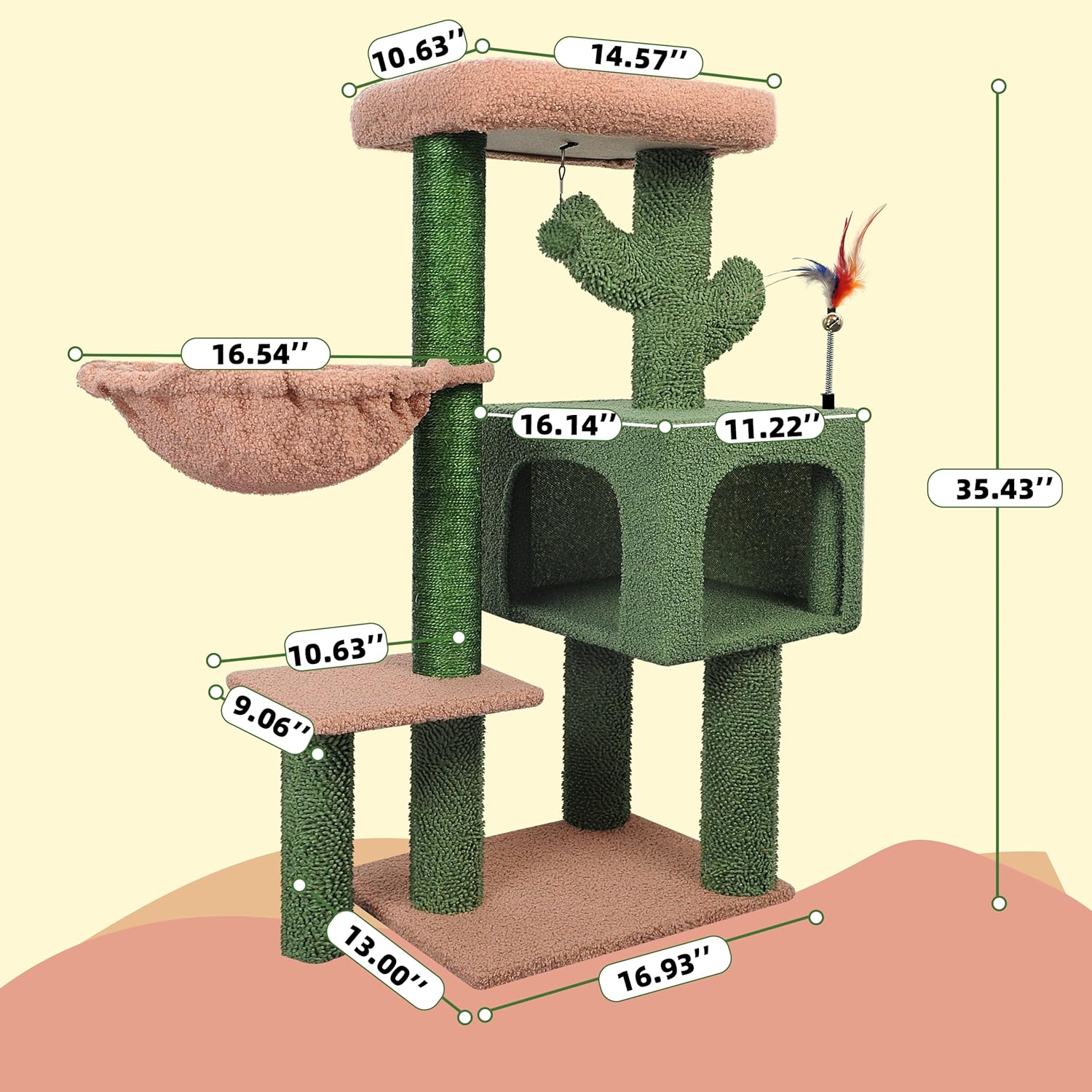 Cactus Cat Tree Tower, All-in-One Activity Center