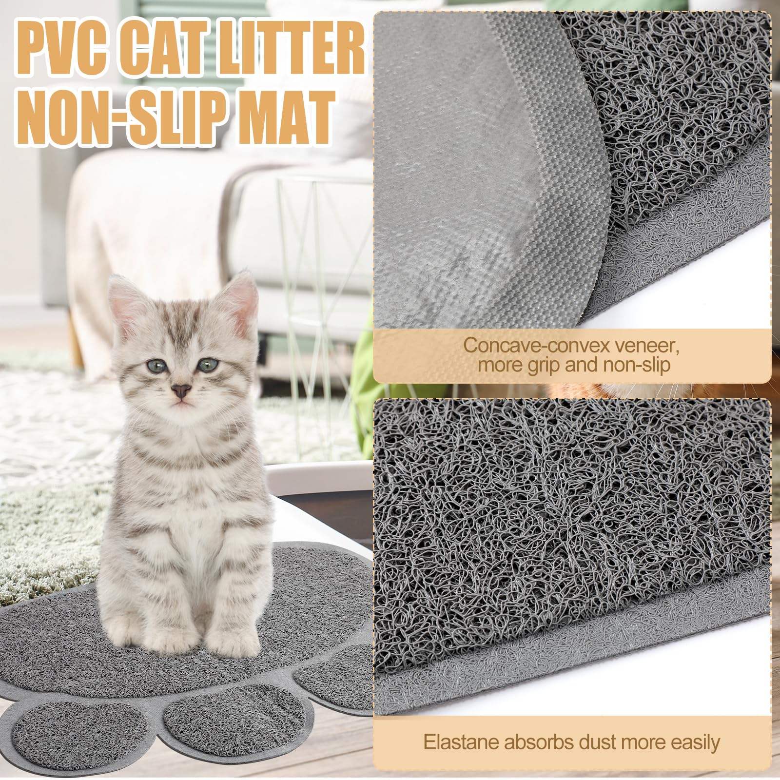 7 Pcs Small Cat Kitten Starter Kit Cat Litter Box with Shovel Paw Litter Mat Double Automatic Kitten Bowls Toy Teaser Stick Collar Essentials Kits for 1-3 Lbs Beginner(Simple,Blue)