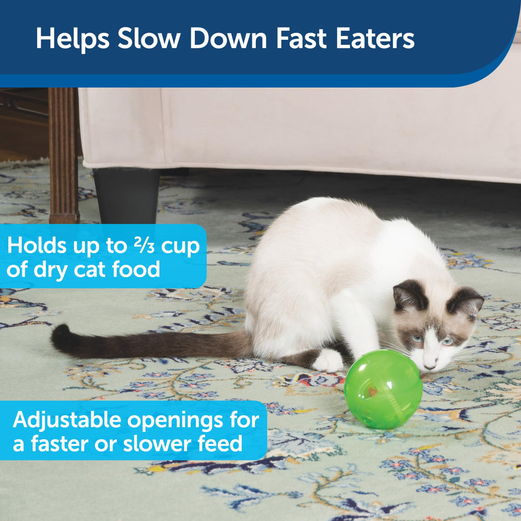 PetSafe SlimCat Interactive Feeder - Combines Play with Mealtime - Adjustable Portions - BPA-Free Plastic - Slow Feeder for Digestion - Lightweight, Dishwasher-Safe Toy - Blue