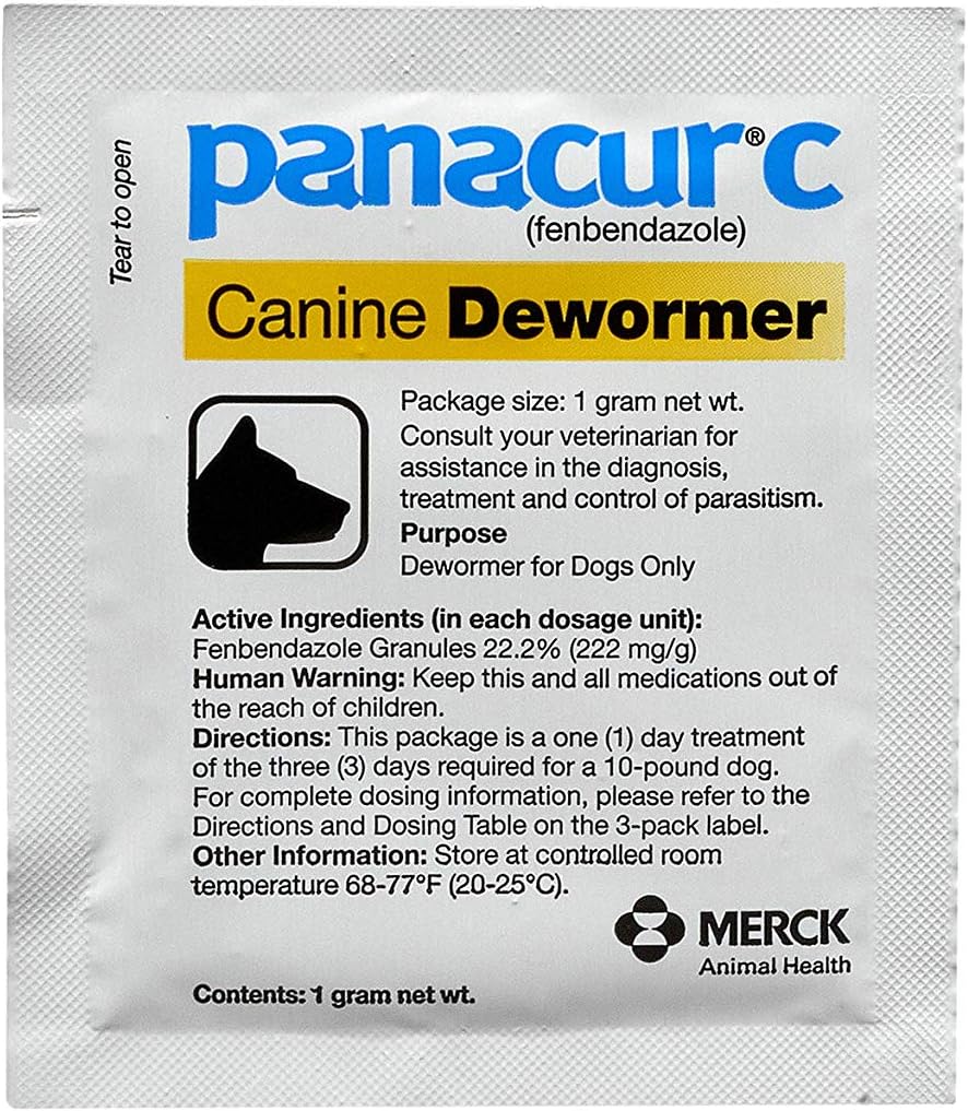 Panacur C Canine Dewormer (Fenbendazole), 1 Gram, Yellow, 3 Count (Pack of 1)