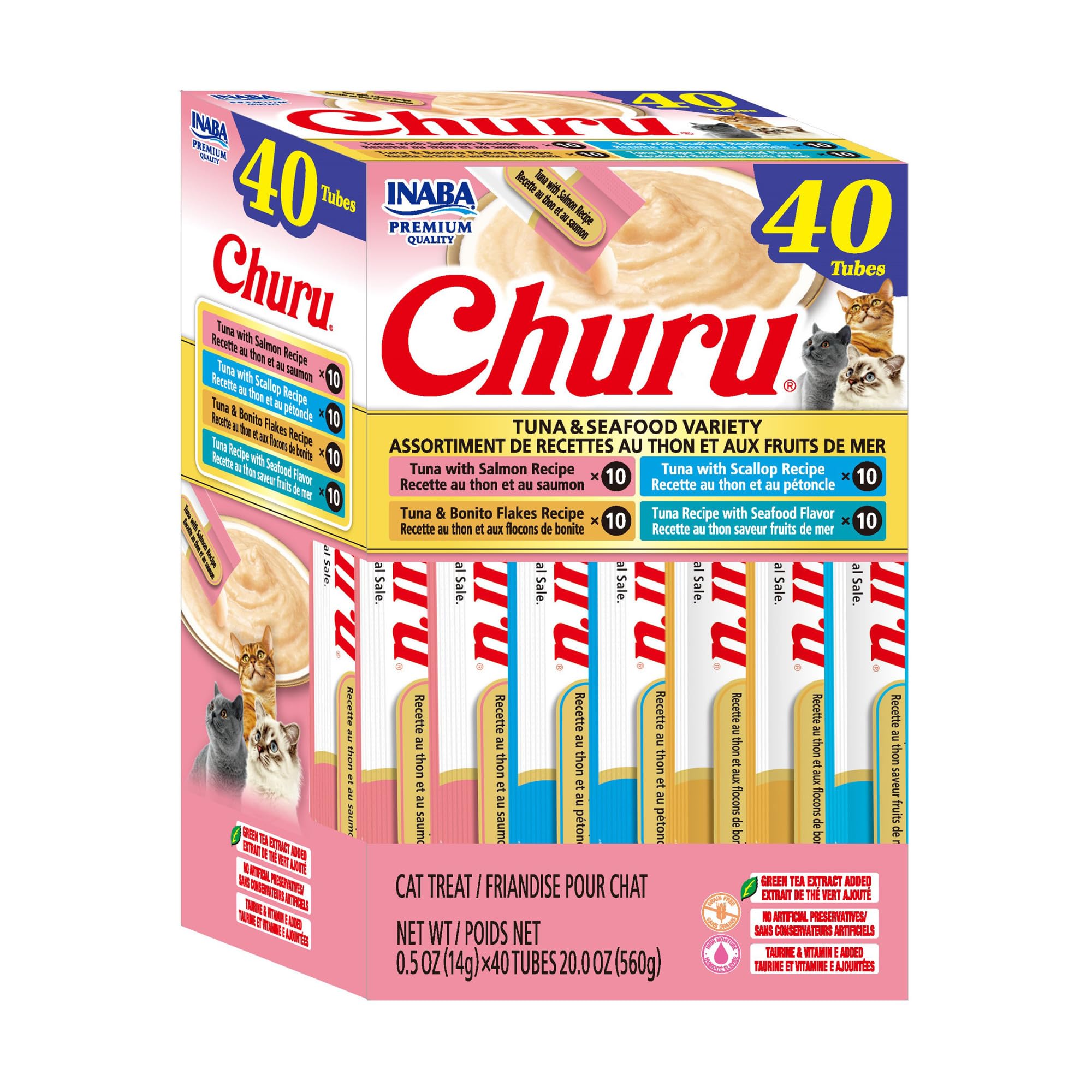 INABA Churu Cat Treats, Lickable, Squeezable Creamy Purée Cat Treat