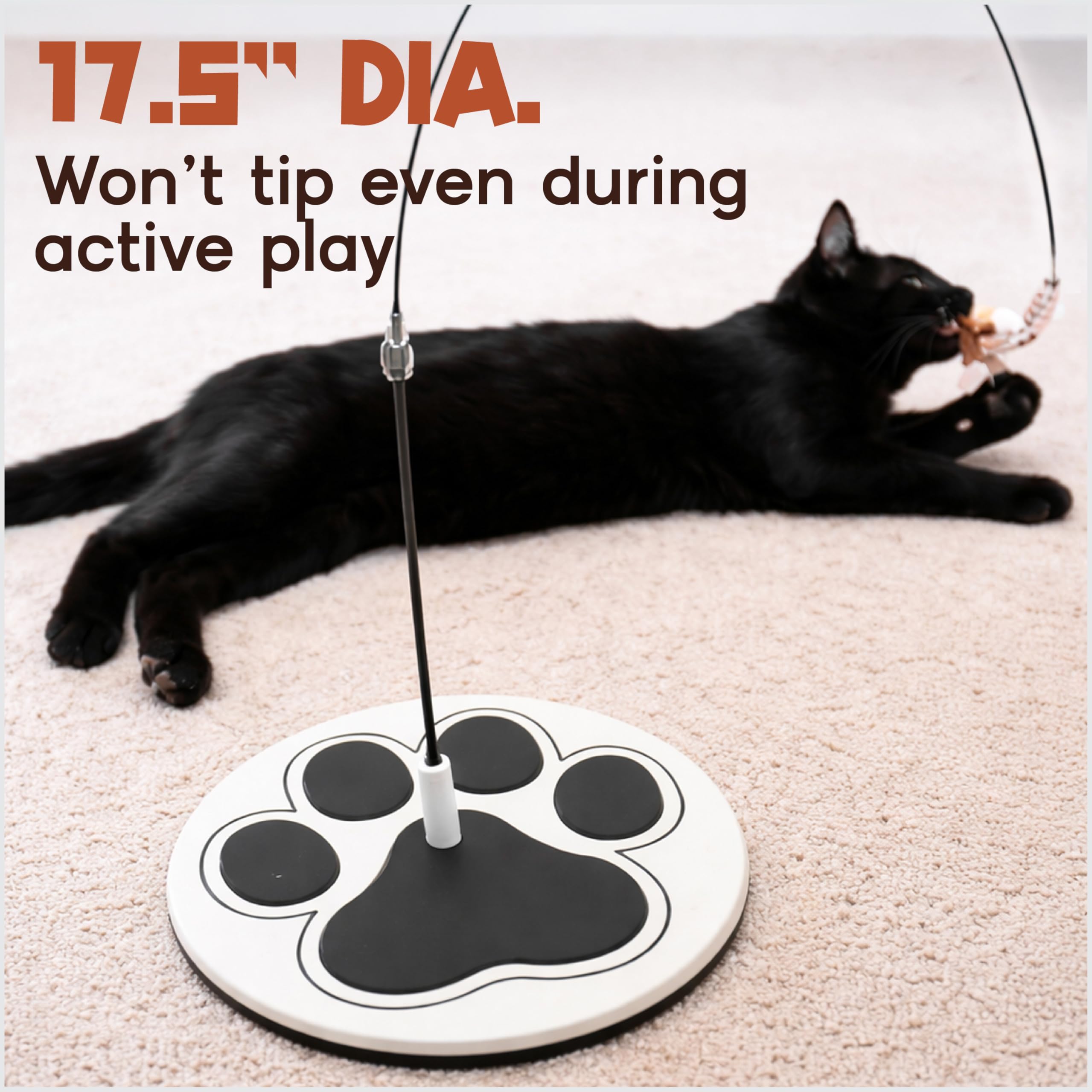 18-Piece Interactive Cat Toys for Indoor Cats -PATENTED Heavy Duty Self-Holding Floor Base & Suction Cup - Durable Feather Wand Bird Simulation Self Play Kitten Toys for Bored Adult Cats Juguete Gato
