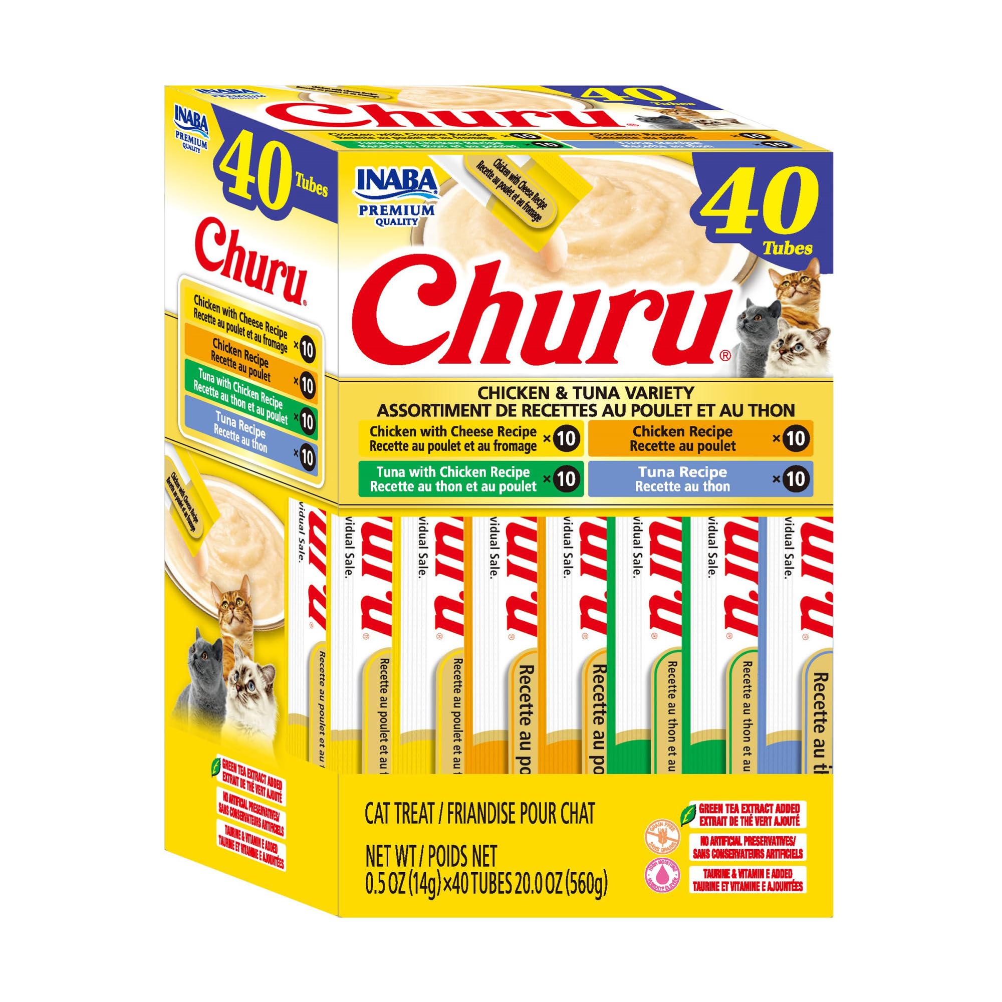 INABA Churu Cat Treats, Lickable, Squeezable Creamy Purée Cat Treat