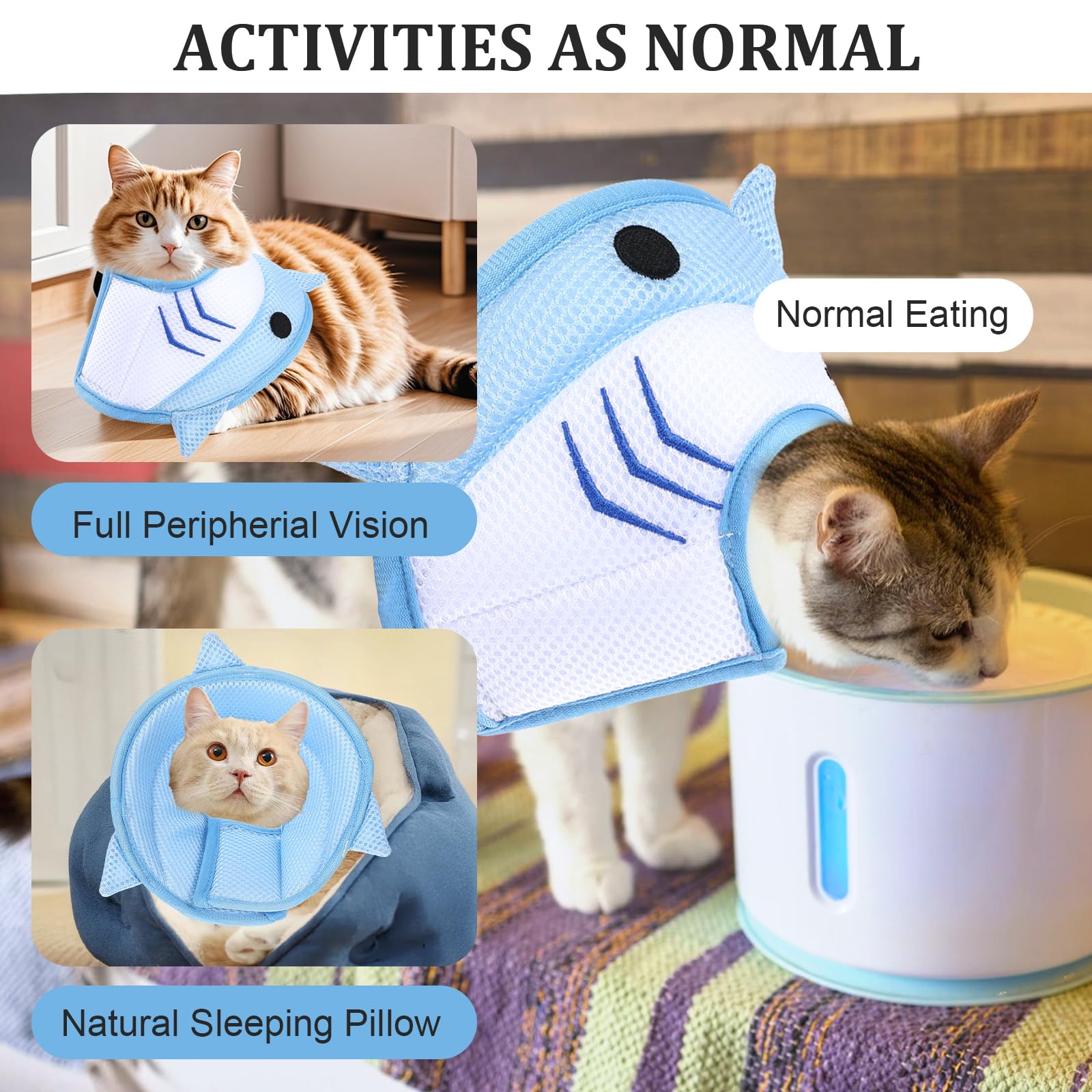 Cat Recovery Collar Adjustable Breathable Lightweight Cat Cone Protective Cats to Stop Licking Scratching After Surgery for Cats Kittens Pets