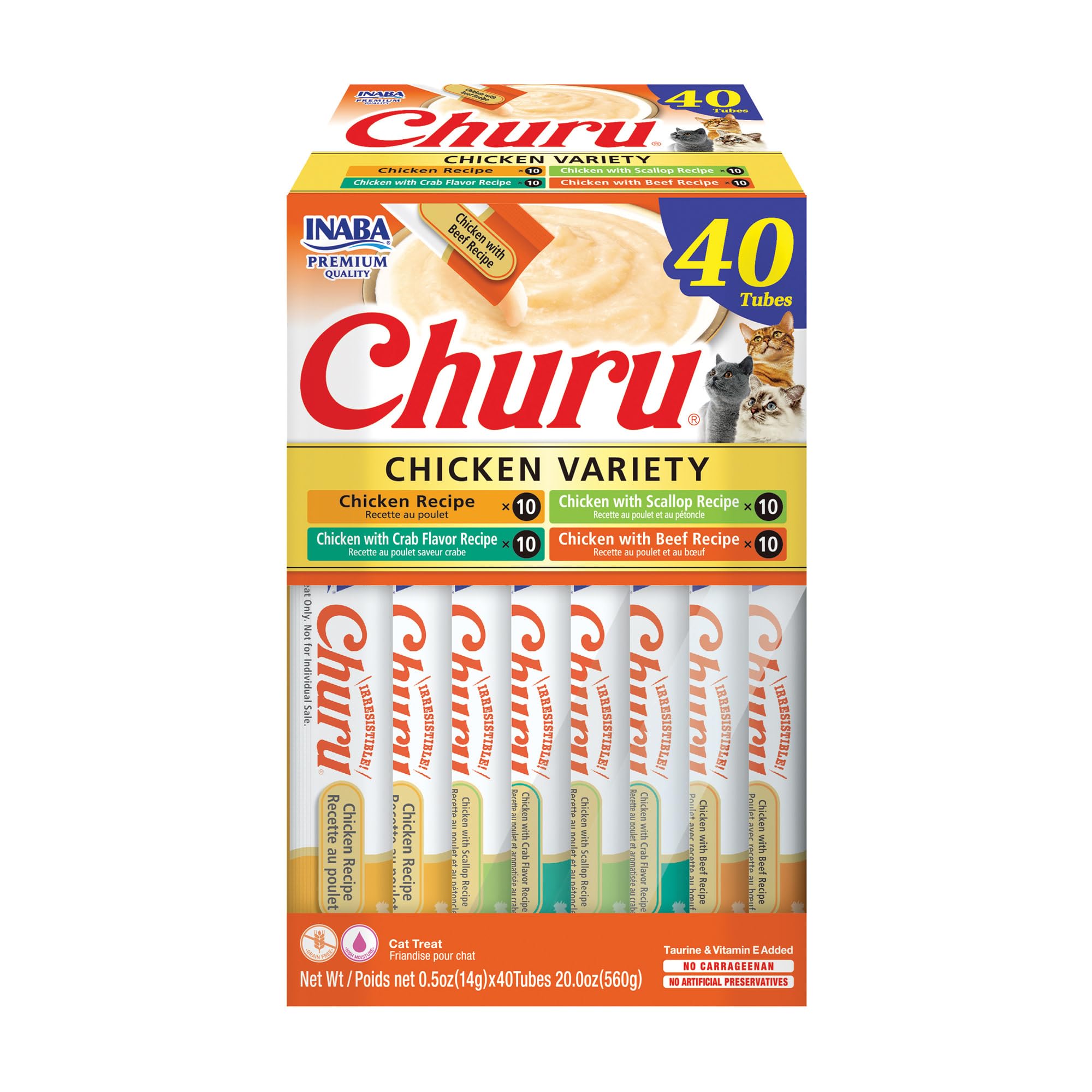 INABA Churu Cat Treats, Lickable, Squeezable Creamy Purée Cat Treat