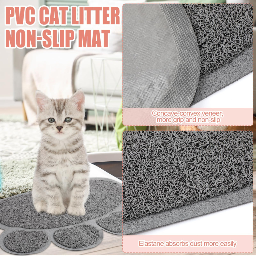 7 Pcs Small Cat Kitten Starter Kit Cat Litter Box with Shovel Paw Litter Mat Double Automatic Kitten Bowls Toy Teaser Stick Collar Essentials Kits for 1-3 Lbs Beginner(Simple,Blue)