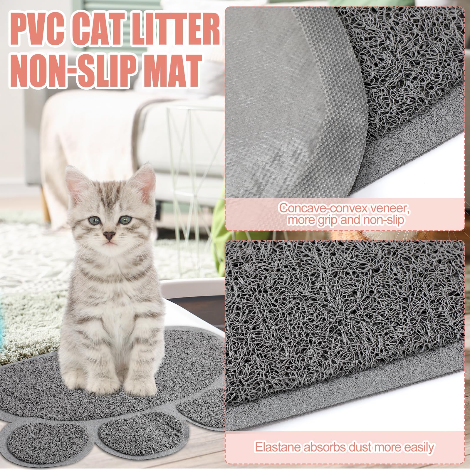 7 Pcs Small Cat Kitten Starter Kit Cat Litter Box with Shovel Paw Litter Mat Double Automatic Kitten Bowls Toy Teaser Stick Collar Essentials Kits for 1-3 Lbs Beginner(Simple,Blue)