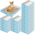 Roshtia 30 Pcs Disposable Cat Litter Box Foldable Paper Kitty Tray 13.8 x 10 x 2 Inch Portable Kitten Boxes Low Entry Waterproof Lightweight Cardboard(Meow,Blue)