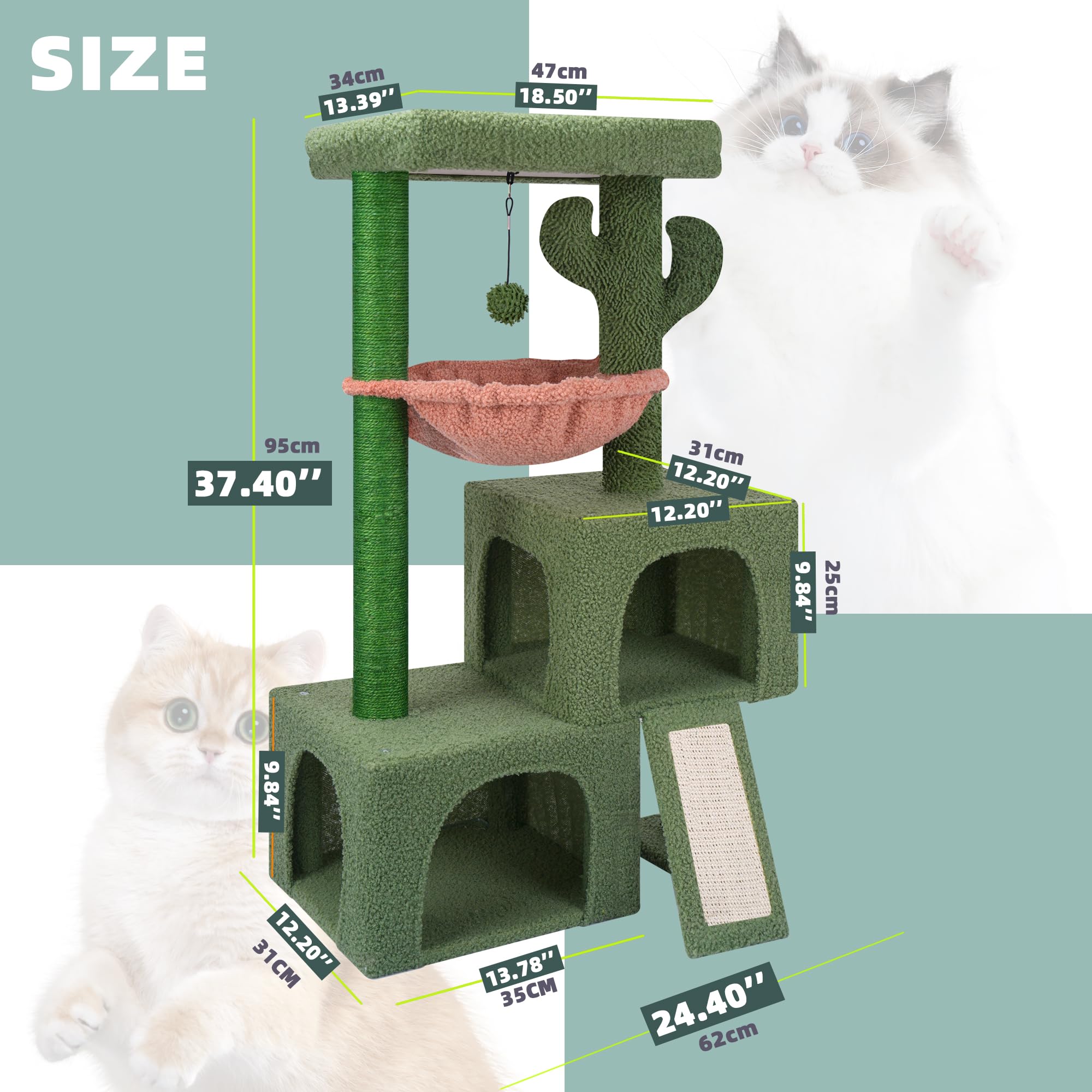Cactus Cat Tree Tower, All-in-One Activity Center