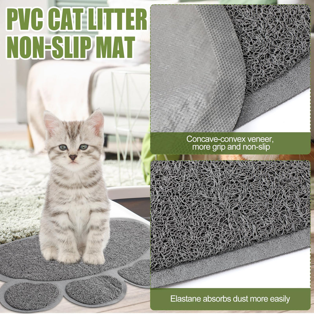 7 Pcs Small Cat Kitten Starter Kit Cat Litter Box with Shovel Paw Litter Mat Double Automatic Kitten Bowls Toy Teaser Stick Collar Essentials Kits for 1-3 Lbs Beginner(Simple,Blue)