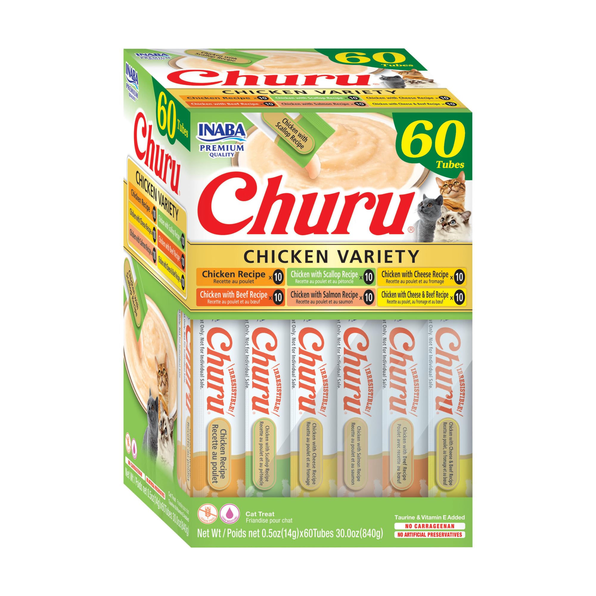 INABA Churu Cat Treats, Lickable, Squeezable Creamy Purée Cat Treat
