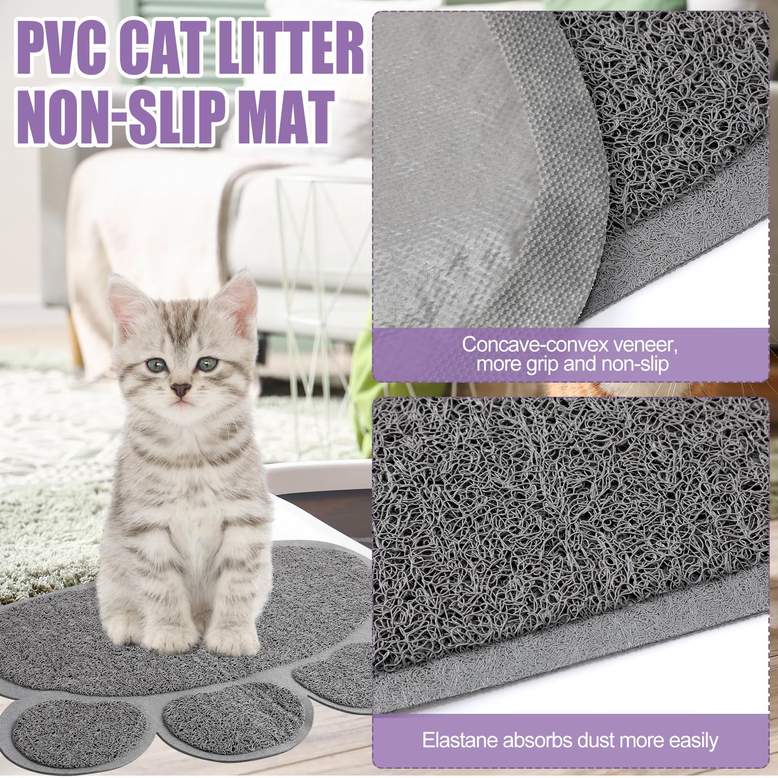 7 Pcs Small Cat Kitten Starter Kit Cat Litter Box with Shovel Paw Litter Mat Double Automatic Kitten Bowls Toy Teaser Stick Collar Essentials Kits for 1-3 Lbs Beginner(Simple,Blue)