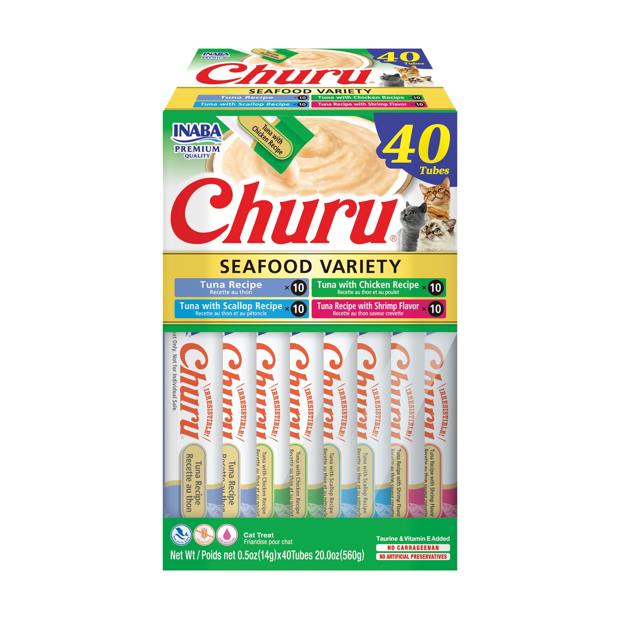 INABA Churu Cat Treats, Lickable, Squeezable Creamy Purée Cat Treat