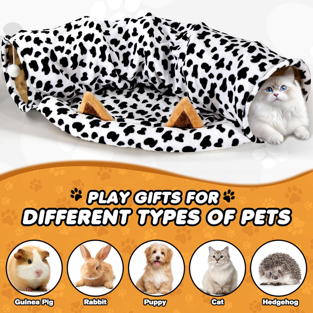 Spardar Bunny Tunnel Bed, 2-in-1 Collapsible Tunnel Tubes Toys, Washable, with Removable Mat Hideout, Interactive Toys for Rabbits Chinchilla Hedgehog Guinea Pigs Kitty, Matcha Green