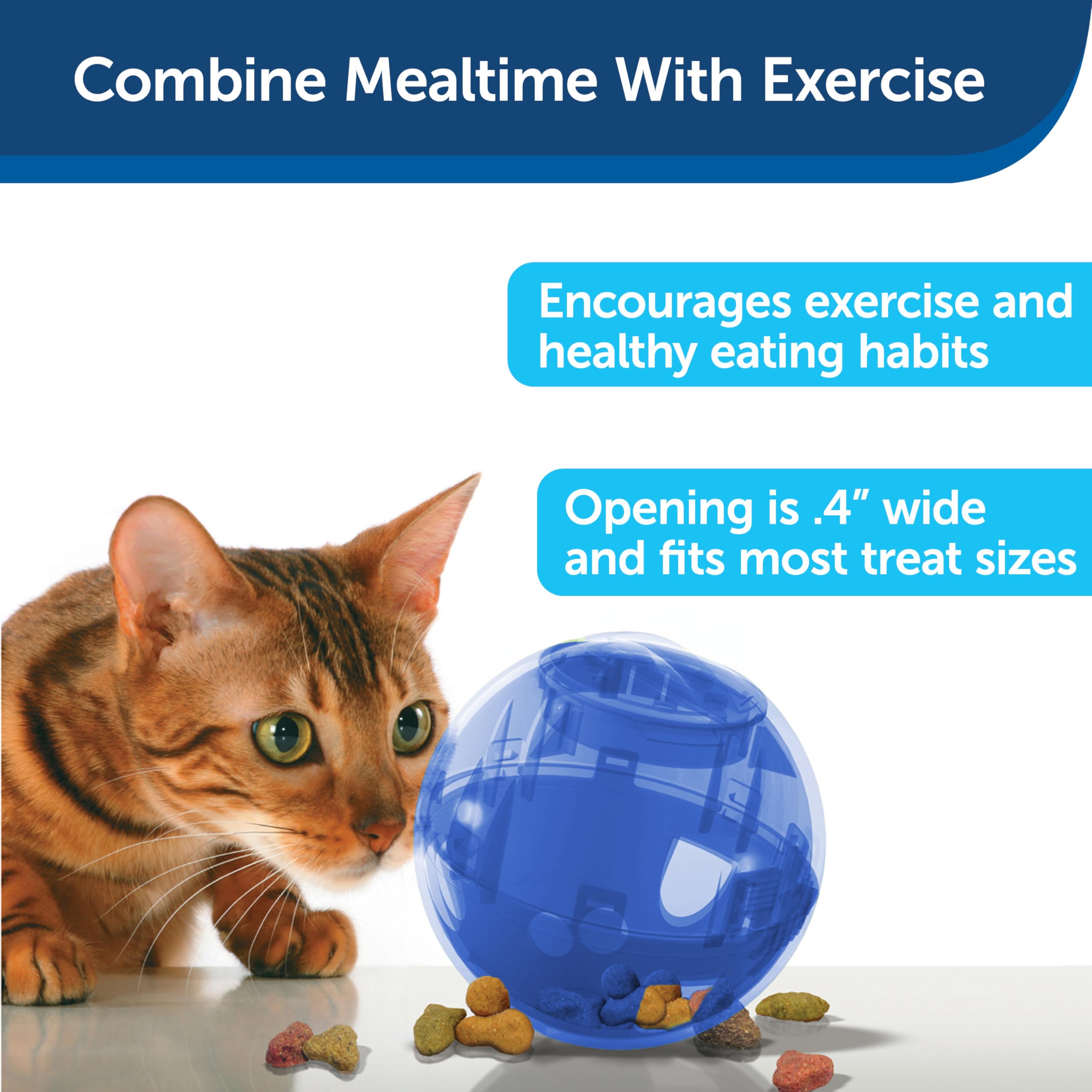 PetSafe SlimCat Interactive Feeder - Combines Play with Mealtime - Adjustable Portions - BPA-Free Plastic - Slow Feeder for Digestion - Lightweight, Dishwasher-Safe Toy - Blue