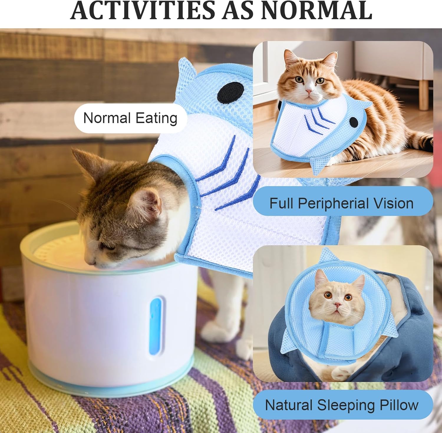 Cat Recovery Collar Adjustable Breathable Lightweight Cat Cone Protective Cats to Stop Licking Scratching After Surgery for Cats Kittens Pets