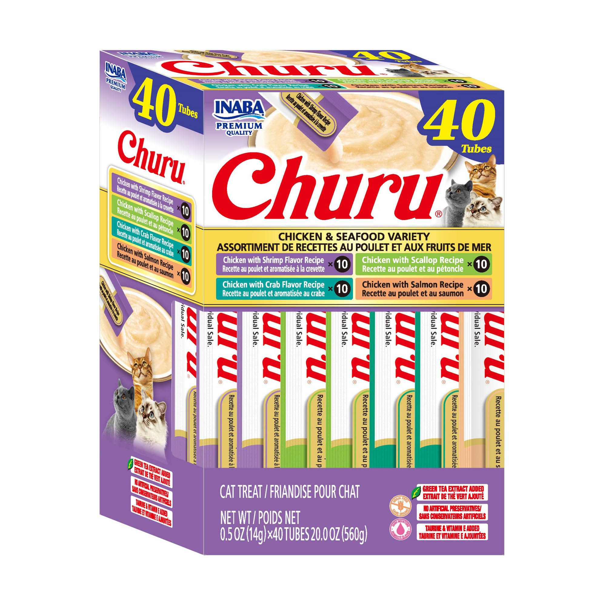 INABA Churu Cat Treats, Lickable, Squeezable Creamy Purée Cat Treat