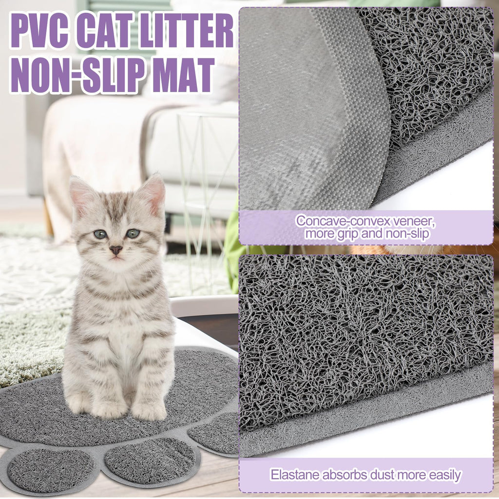 7 Pcs Small Cat Kitten Starter Kit Cat Litter Box with Shovel Paw Litter Mat Double Automatic Kitten Bowls Toy Teaser Stick Collar Essentials Kits for 1-3 Lbs Beginner(Simple,Blue)