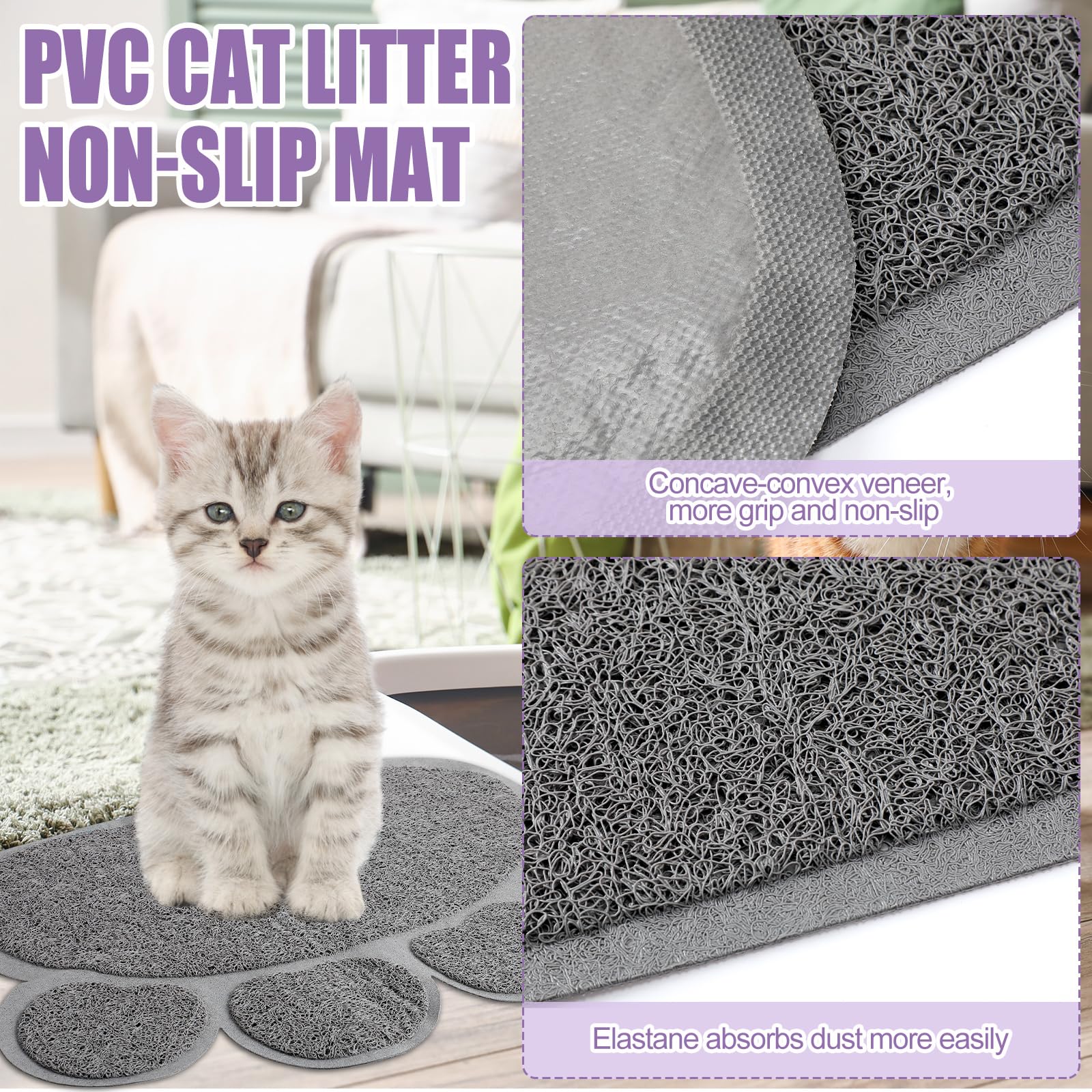 7 Pcs Small Cat Kitten Starter Kit Cat Litter Box with Shovel Paw Litter Mat Double Automatic Kitten Bowls Toy Teaser Stick Collar Essentials Kits for 1-3 Lbs Beginner(Simple,Blue)