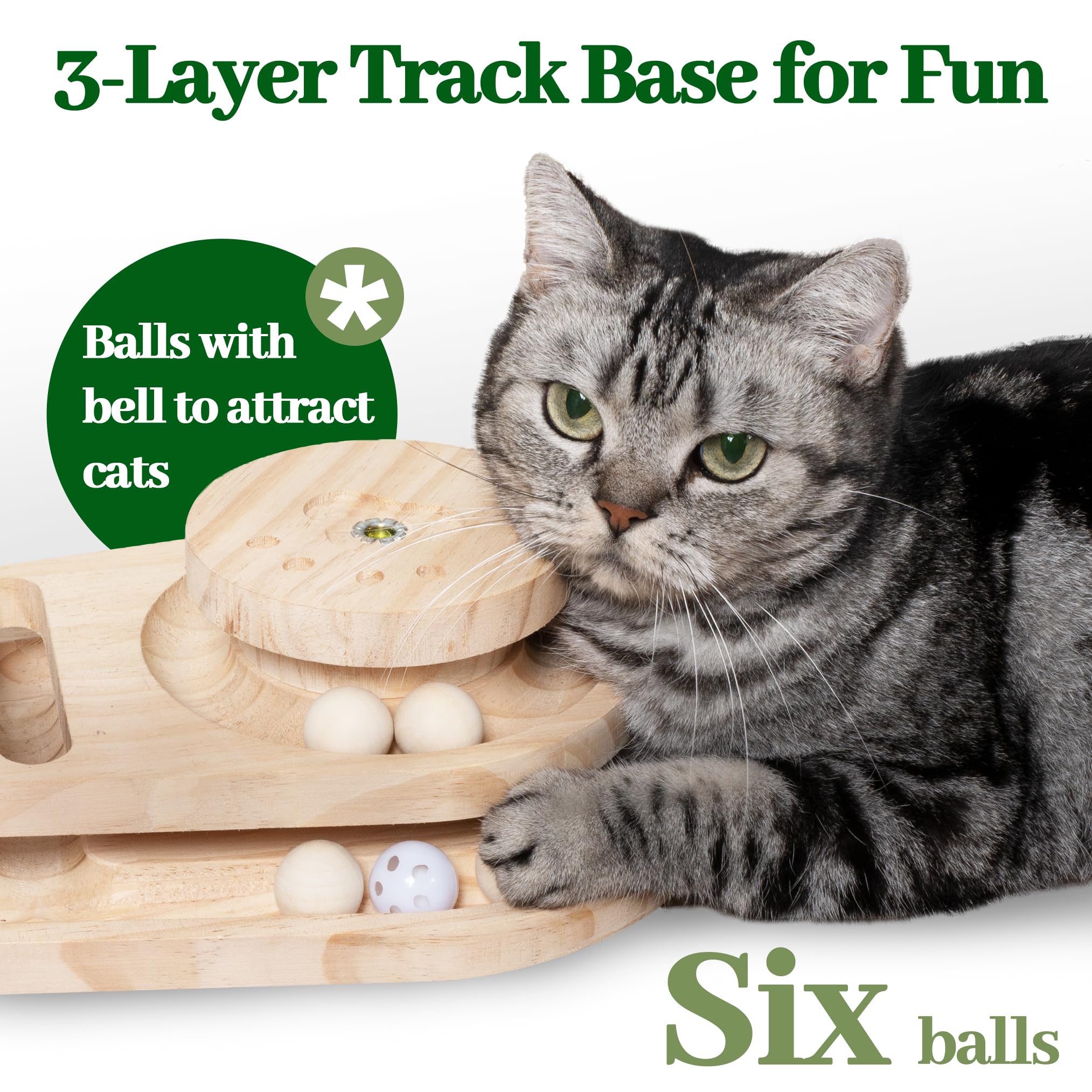 Meowoou Cat Scratching Post for Space-Saving,35” Tall Modern Monstera 3 Layer Cat Tree Tower with Sisal Rope Hanging Interactive Ball for Indoor Cats and Kitten Climbing,Play & Rest