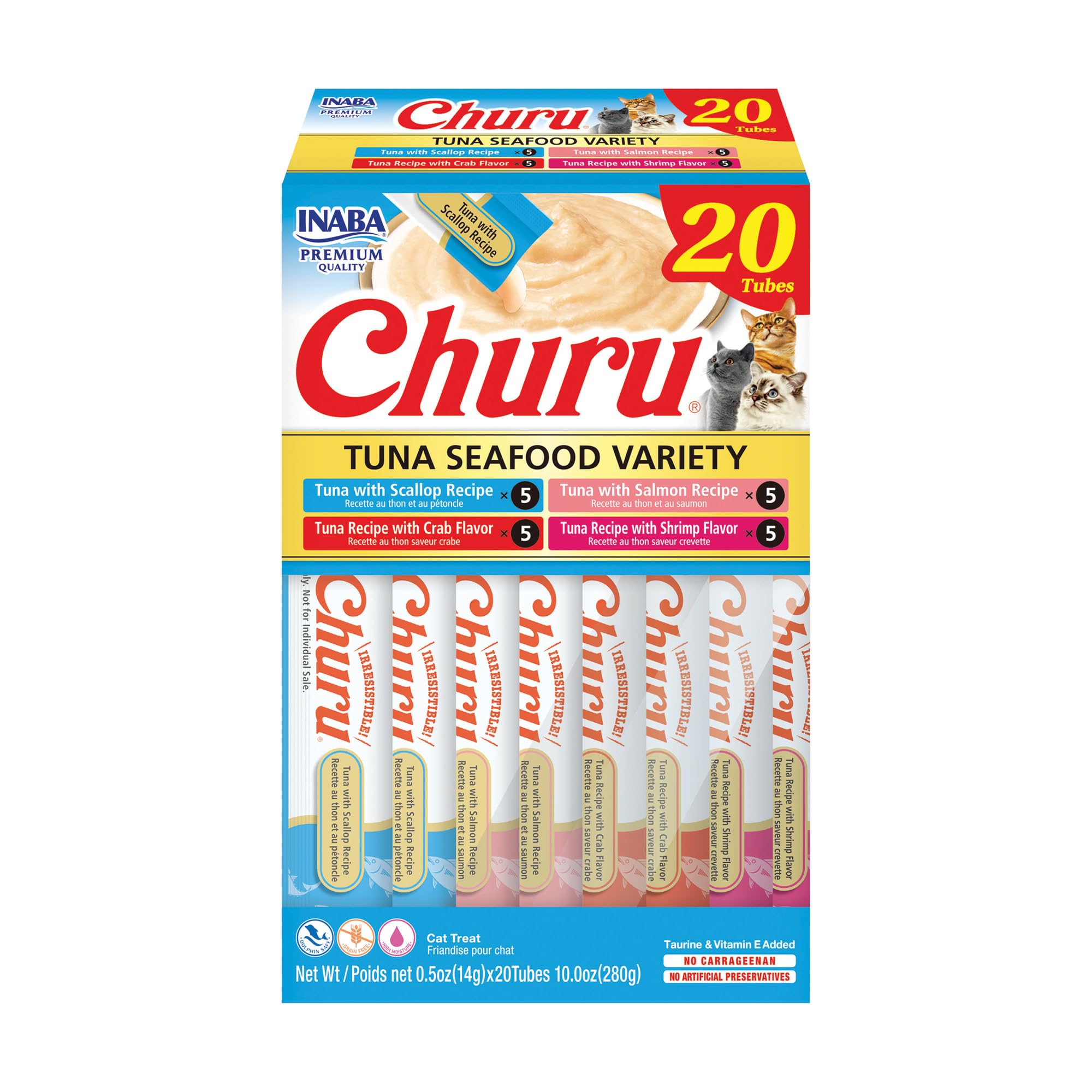 INABA Churu Cat Treats, Lickable, Squeezable Creamy Purée Cat Treat