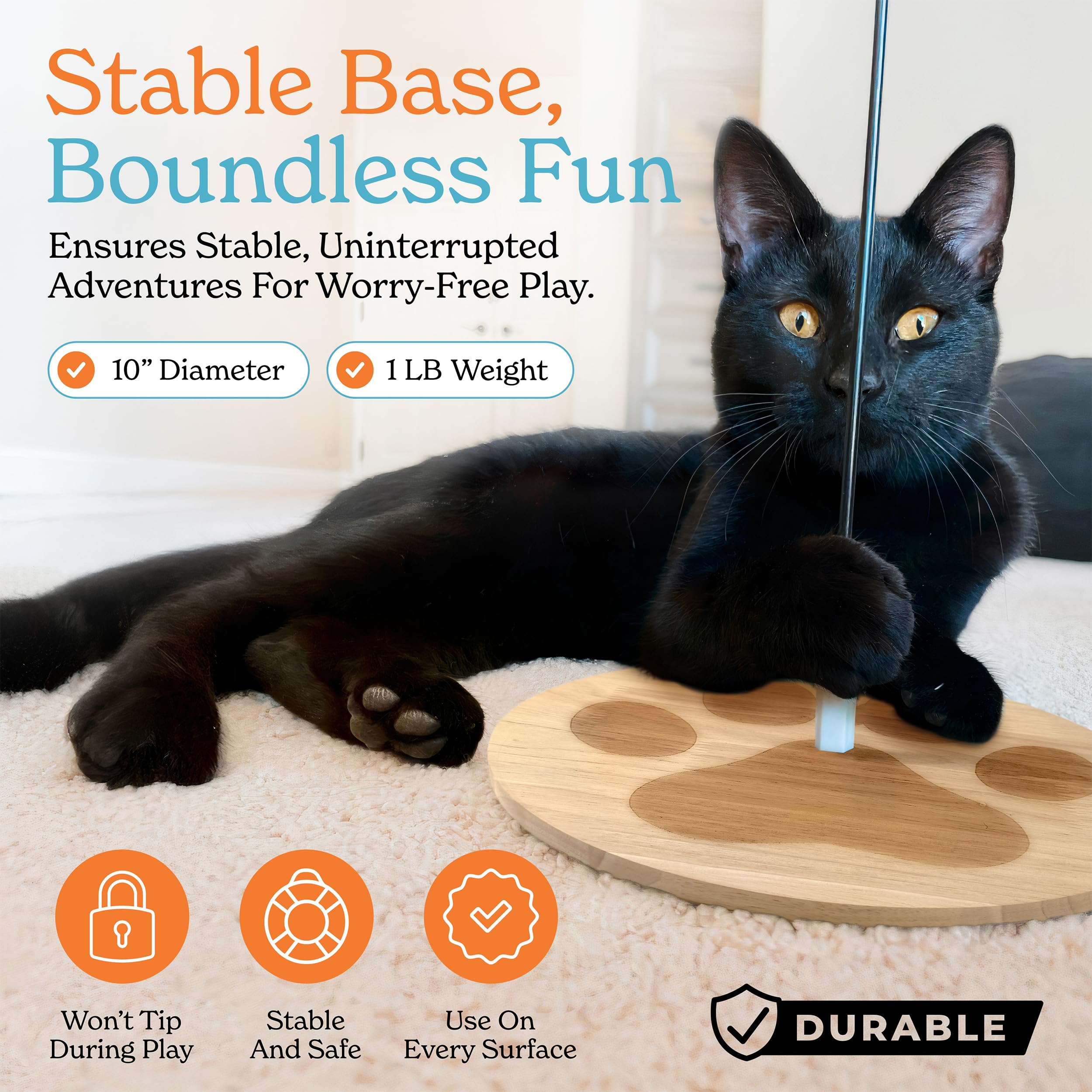 18-Piece Interactive Cat Toys for Indoor Cats -PATENTED Heavy Duty Self-Holding Floor Base & Suction Cup - Durable Feather Wand Bird Simulation Self Play Kitten Toys for Bored Adult Cats Juguete Gato